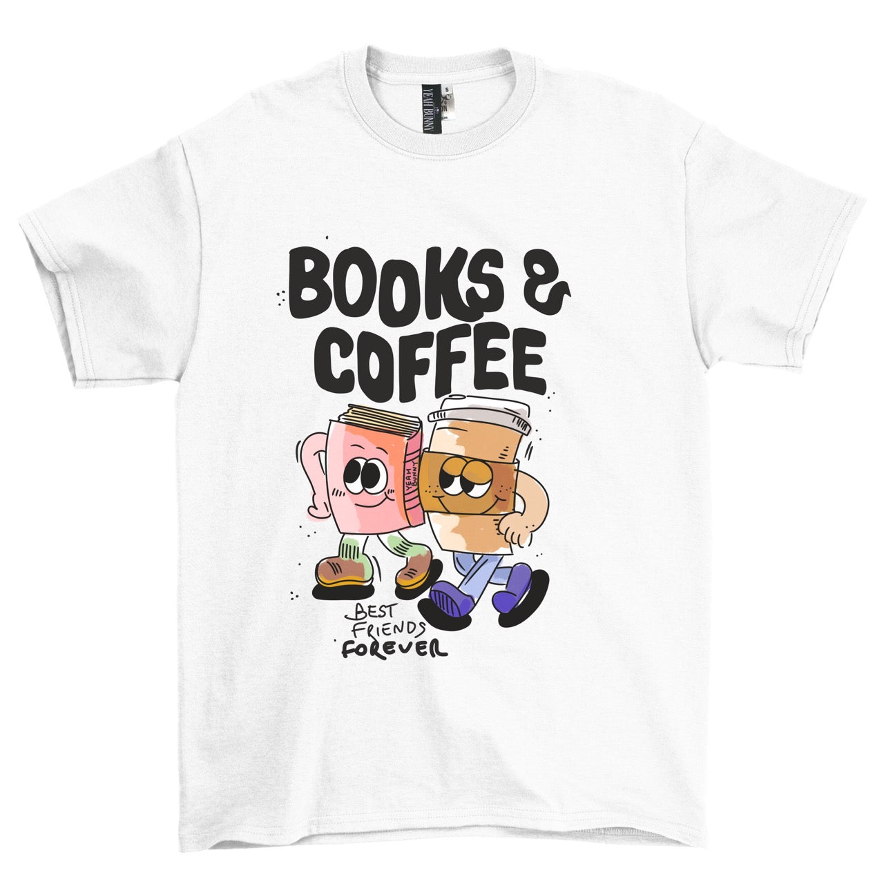 Books AND Coffee white T-shirt