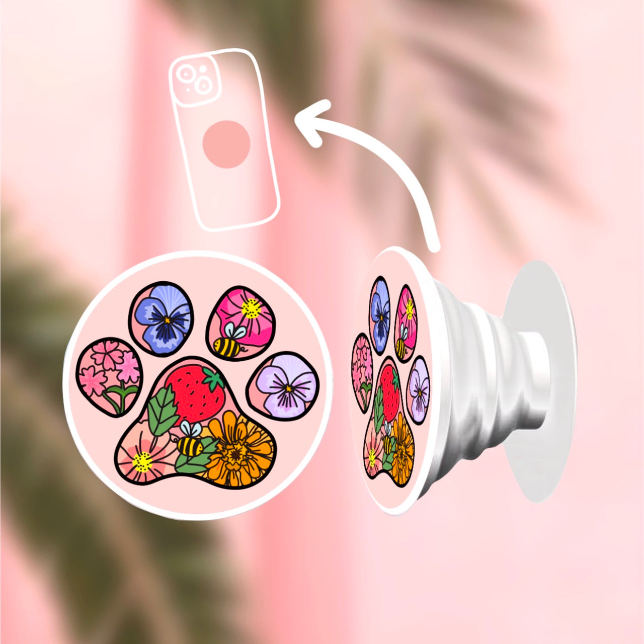 Phone Socket - Flowery Dog Paw