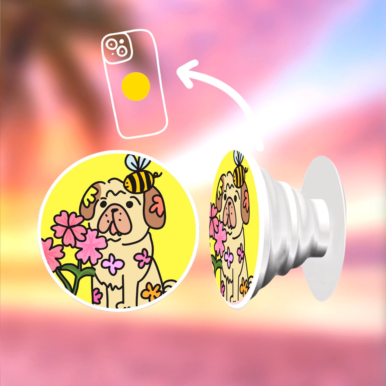 Phone socket - Flowery Pug