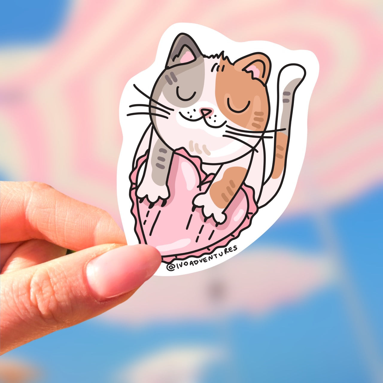 Sticker - Kitten with a Pillow