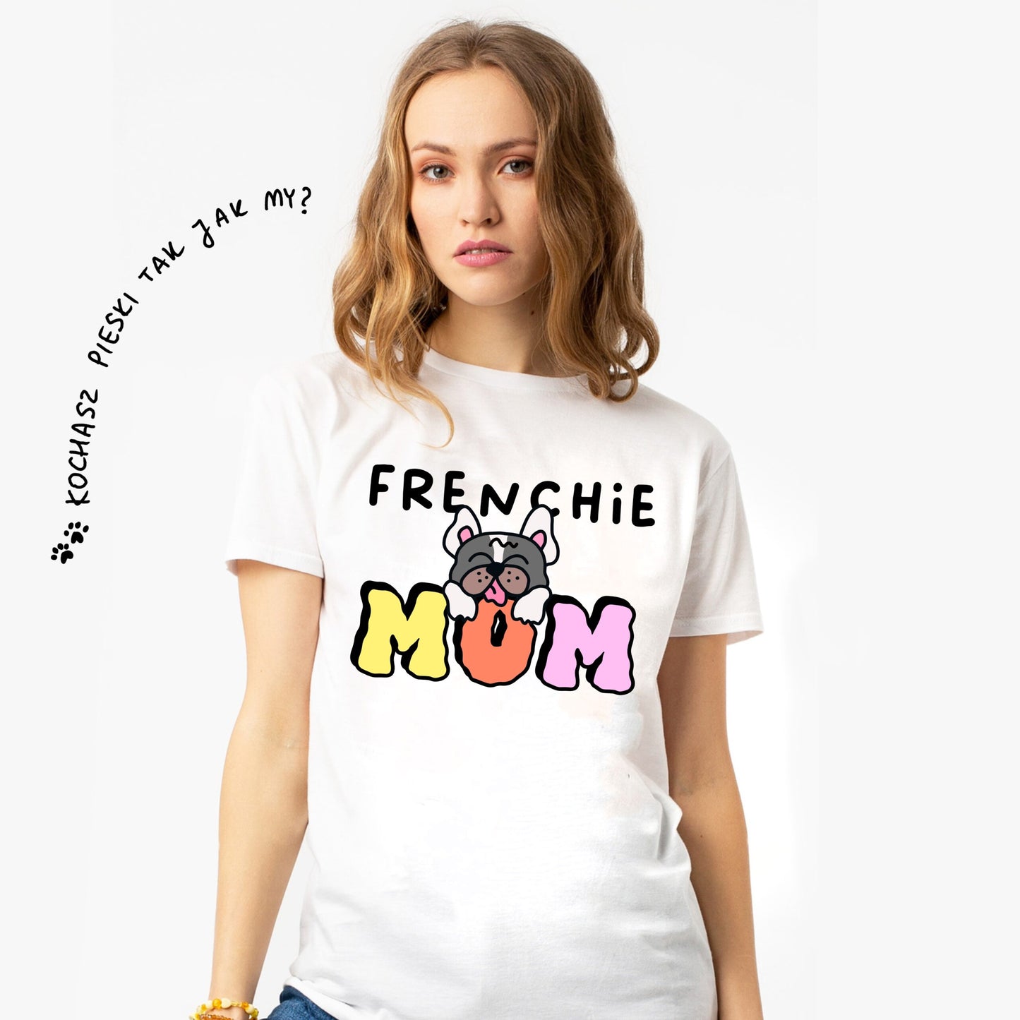 T-shirt β Frenchie MOM β Cartoon β white