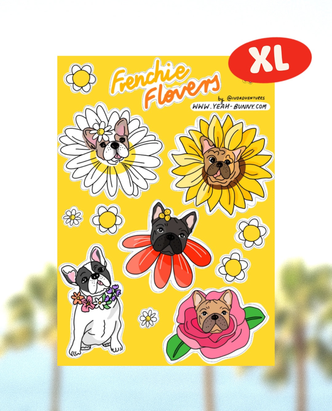 Naklejki Arkusz Frenchie Flowers XL