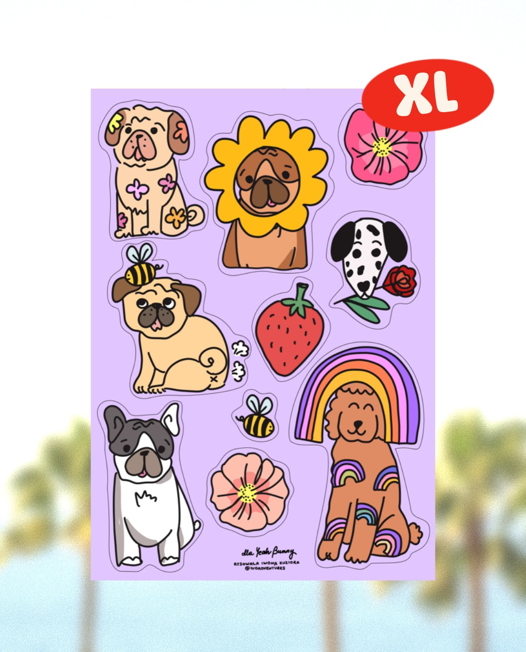 Stickers Sheet Dogs Doggies pink