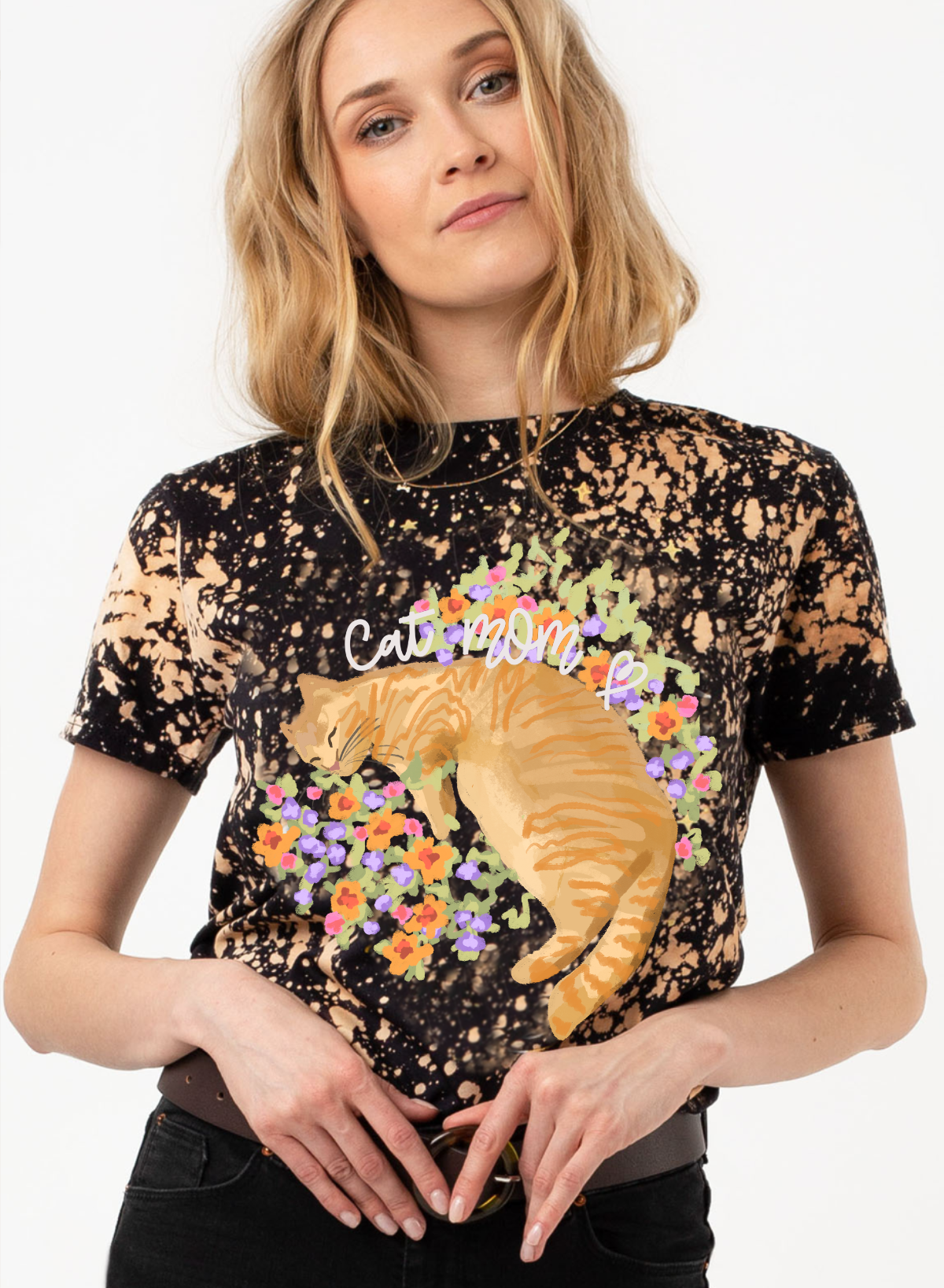 T-shirt – CAT MOM – in flowers