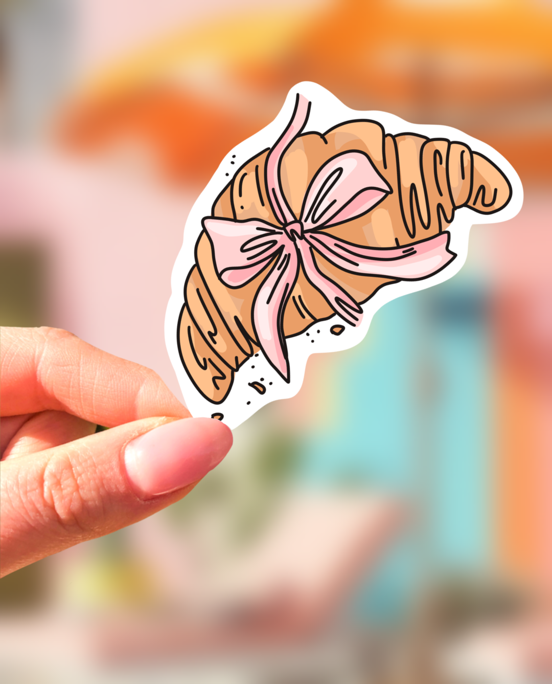 Sticker - Croissant - croissant with a bow