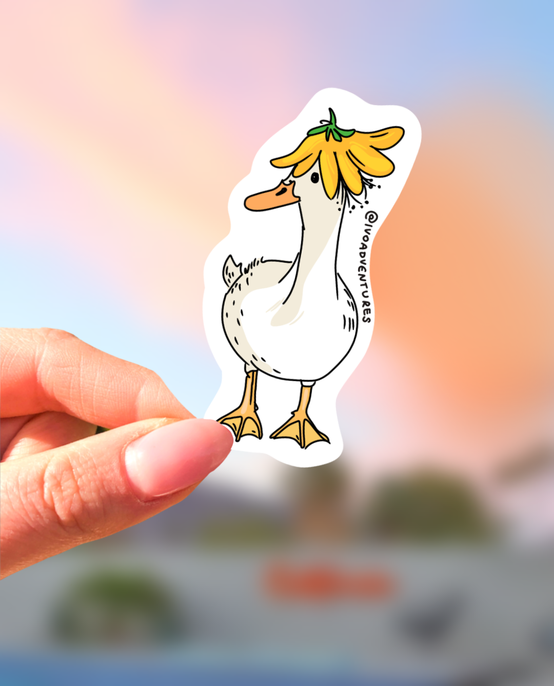 Naklejka - Gąska z kwiatkiem