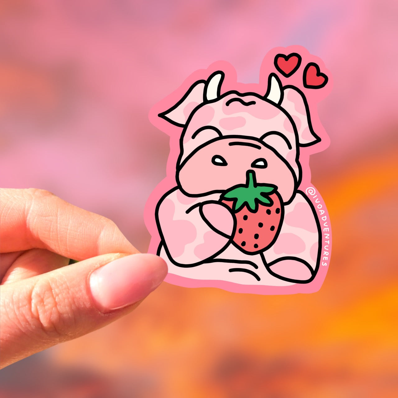 Strawberry Cow Sticker
