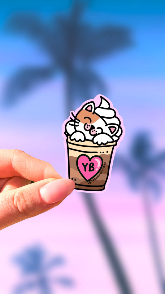 Sticker - Cat Coffee with foam