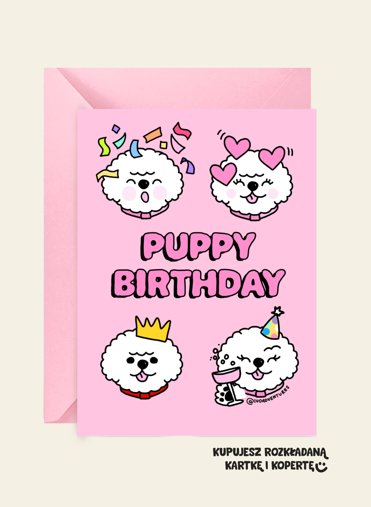 Kartka Urodzinowa - Bichon - Puppy Birthday - Pieski