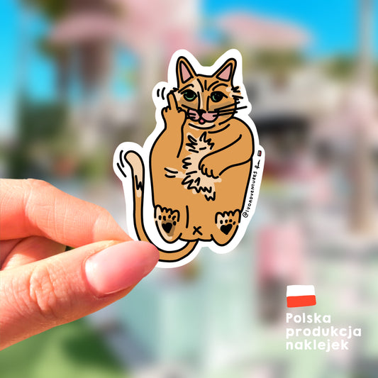 Sticker - Ginger cat with a finger