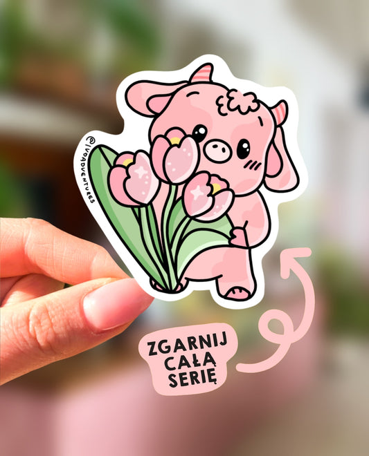Sticker - KAWAII cow TULIPS