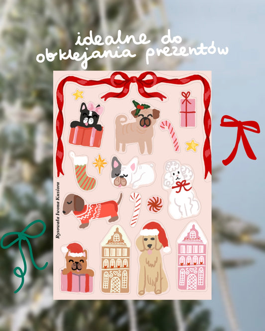 Stickers Sheet Dogs Doggies pink