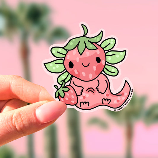 Strawberry Axolotl Sticker