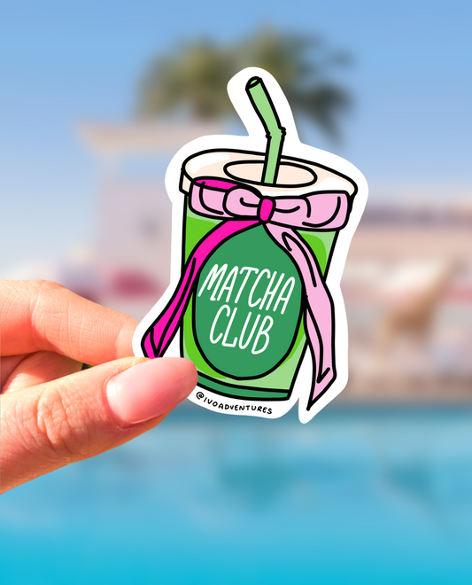 Naklejka - Matcha Club z kokardką