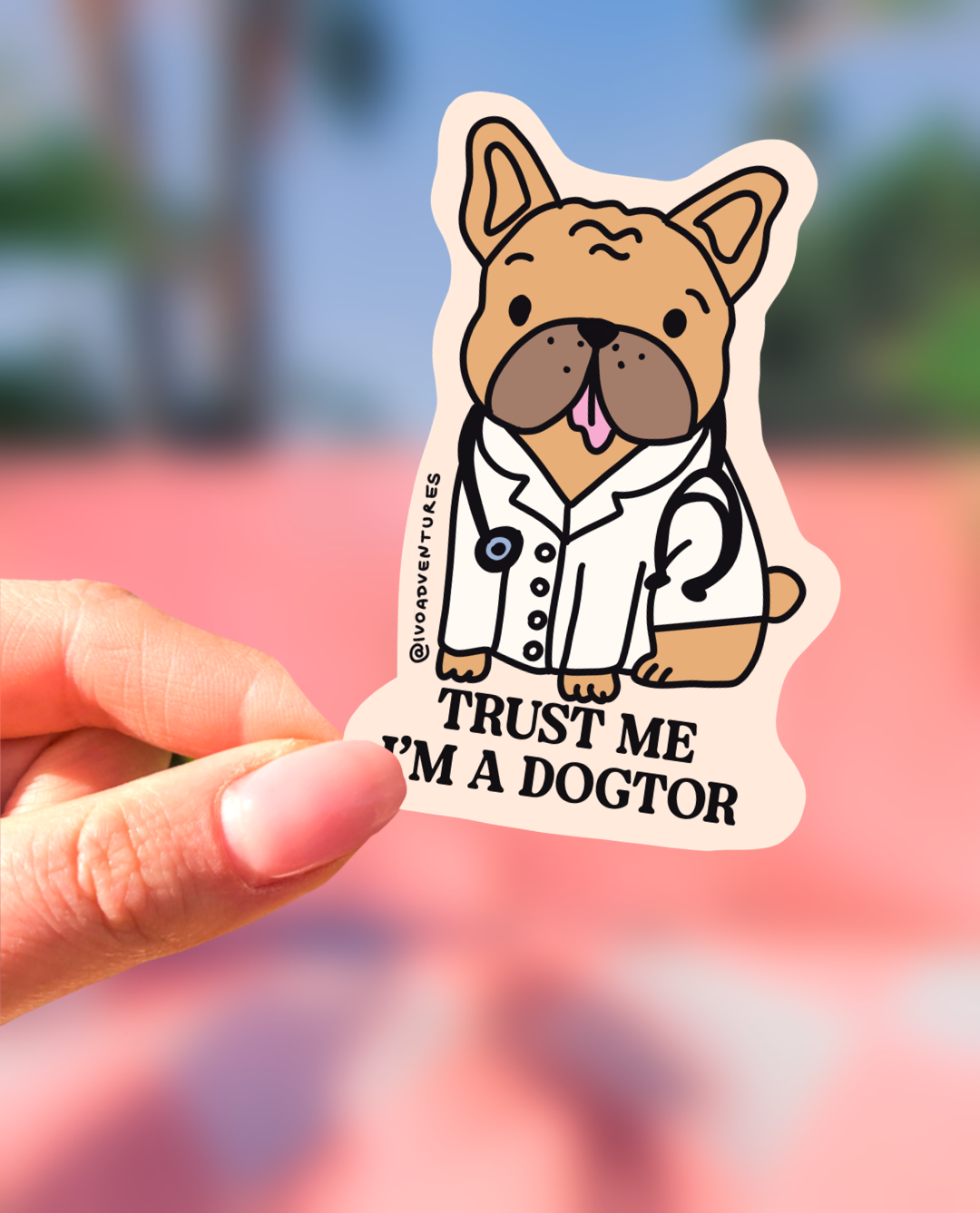 Naklejka - Frenchie doktor - dogtor