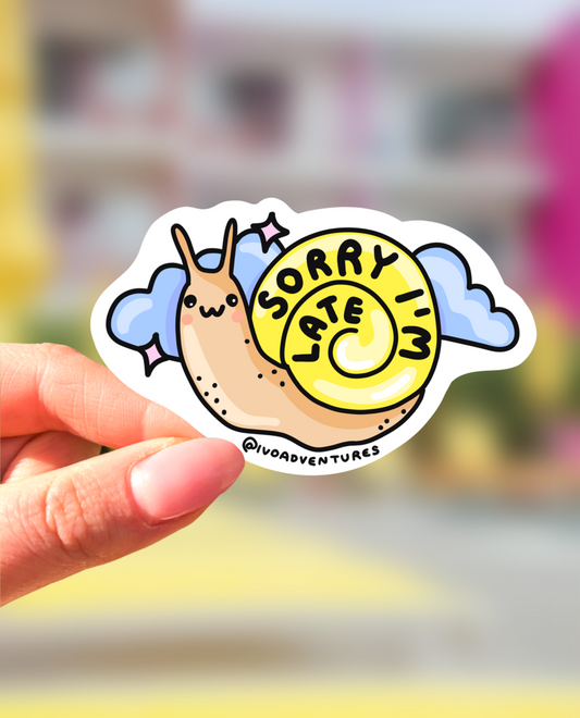 Naklejka - Sorry I'm late – ślimak