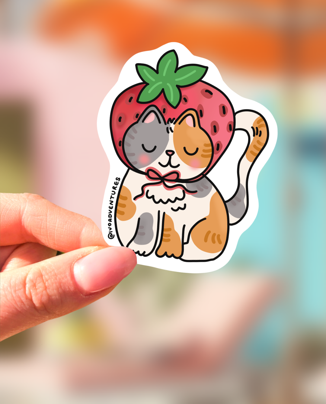 Sticker - Sweet Kitten – Strawberry kitten